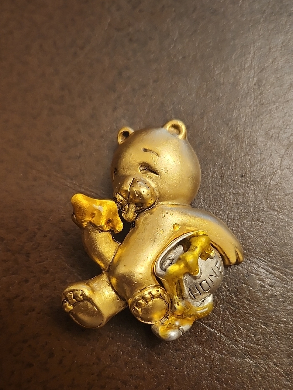 Gold Teddy Bear Honey Pot Brooch - Women's Jewelry
